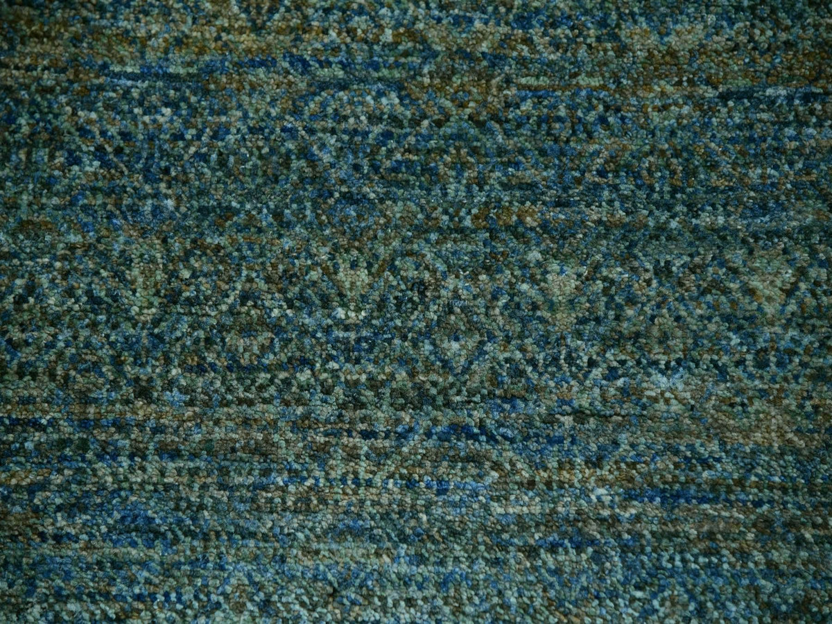 Modern / Contemporary hand-knotted wool rug in Green, 12'0" x 12'0", SKU O079996