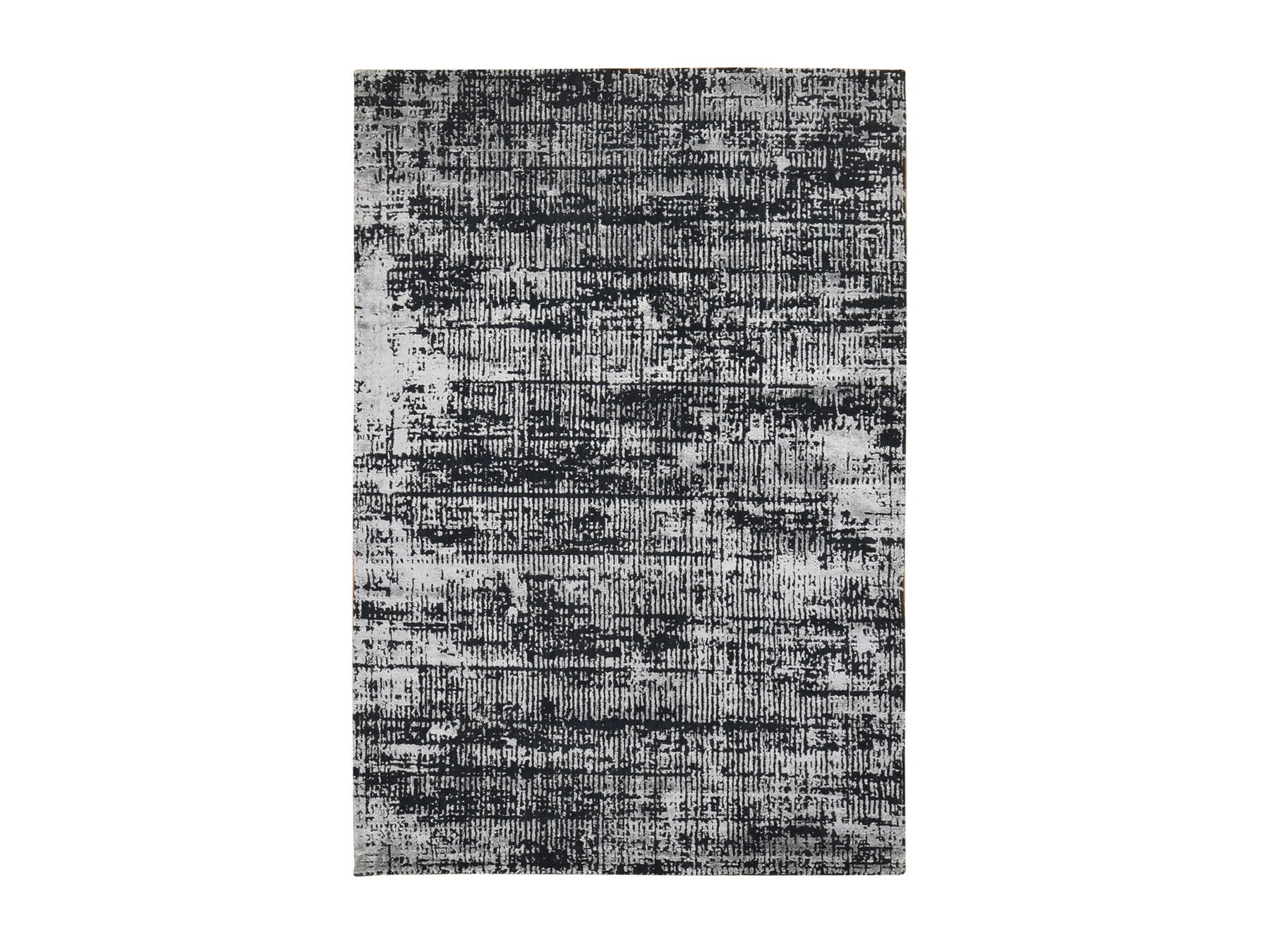 Modern / Contemporary hand-knotted wool/silk rug in Black, 5'10" x 9' — SKU O080033