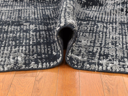 Modern / Contemporary hand-knotted wool/silk rug in Black, 5'10" x 9' — SKU O080033 (view 5)