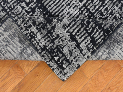Modern / Contemporary hand-knotted wool/silk rug in Black, 5'10" x 9' — SKU O080033 (view 6)