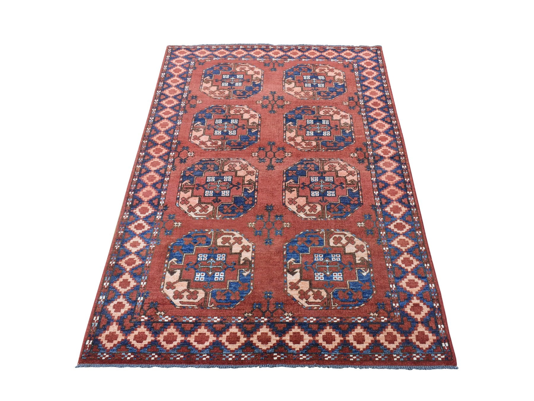 Ersari Tribal & Geometric hand-knotted wool rug in Red, 4' x 6'8" — SKU O080045