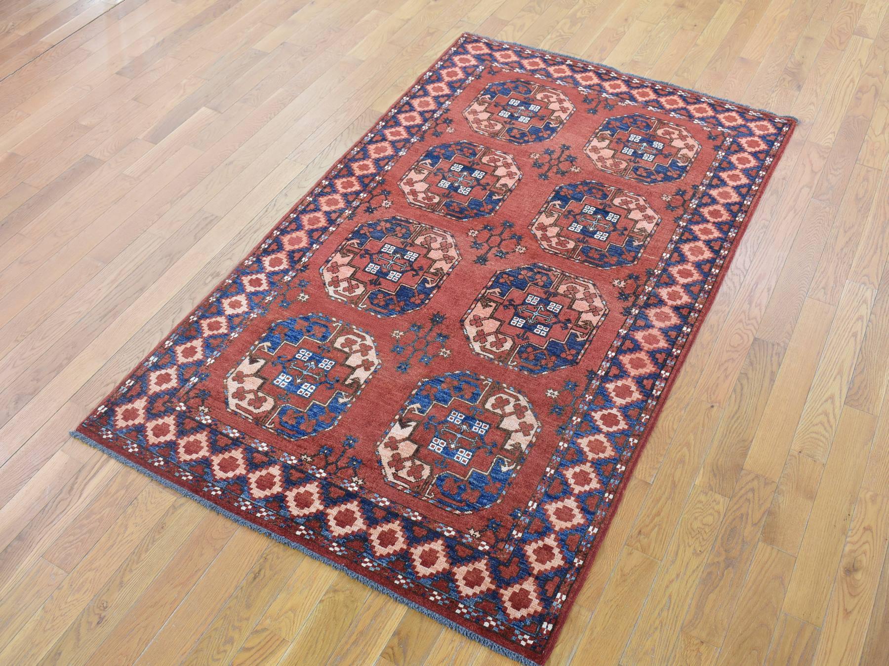 Ersari Tribal & Geometric hand-knotted wool rug in Red, 4' x 6'8" — SKU O080045 (view 2)