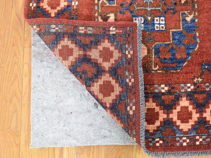 Red 4'0" x 6'8" Tribal Hand knotted Wool Rug - Sku: O080045