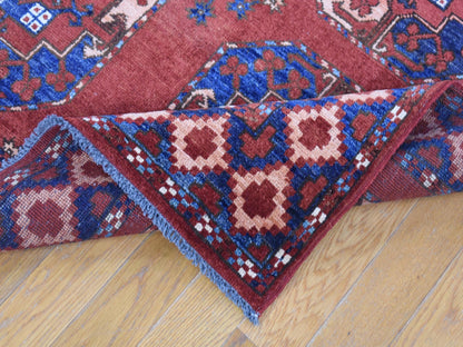 Red 4'0" x 6'8" Tribal Hand knotted Wool Rug - Sku: O080045
