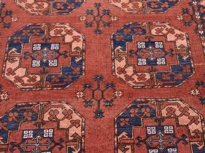 Red 4'0" x 6'8" Tribal Hand knotted Wool Rug - Sku: O080045