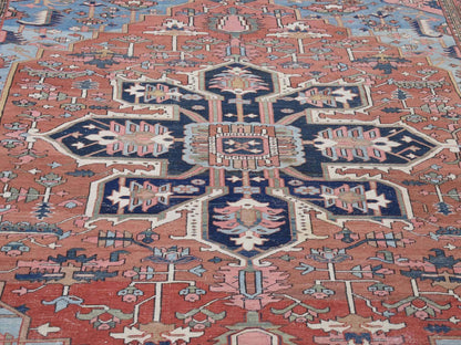 Heriz Antique hand-knotted wool rug in Red & Terracotta Red, 8'7" x 12' — SKU O080052 (view 6)