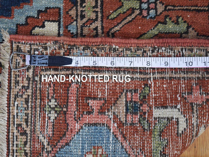 Red 8'7" x 12'0" Antique Hand knotted Wool Rug - Sku: O080052