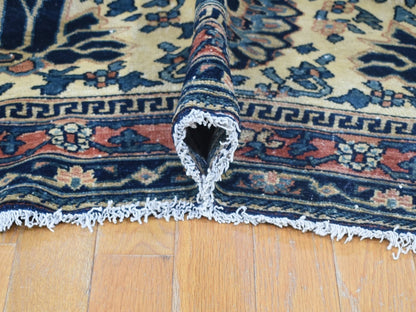 Ivory 14'3" x 15'7" Antique Hand knotted Wool Rug - Sku: O080055