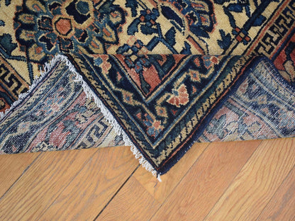 Ivory 14'3" x 15'7" Antique Hand knotted Wool Rug - Sku: O080055