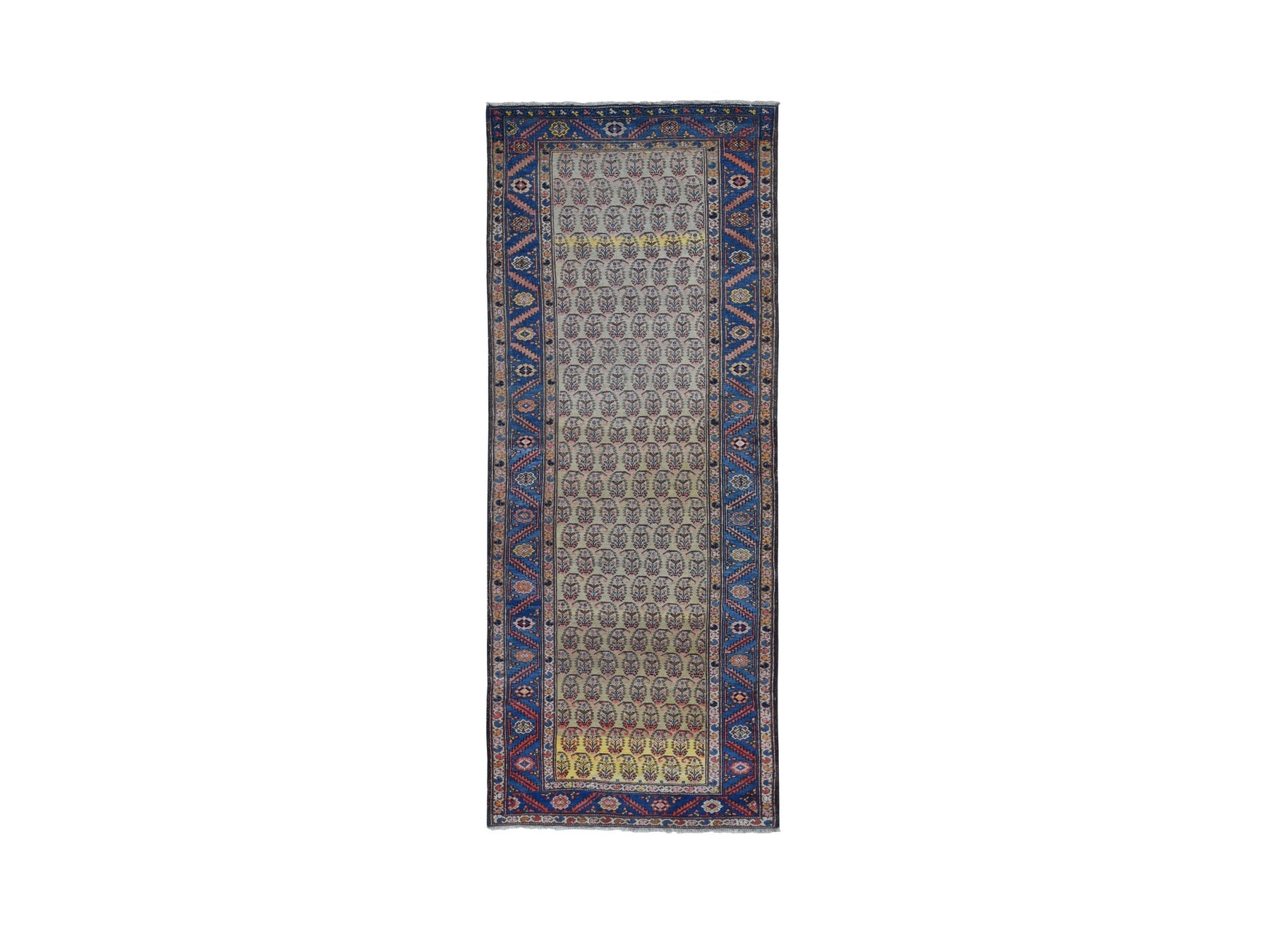 Yellow 4'0" x 10'3" Antique Hand knotted Wool Rug - Sku: O080058