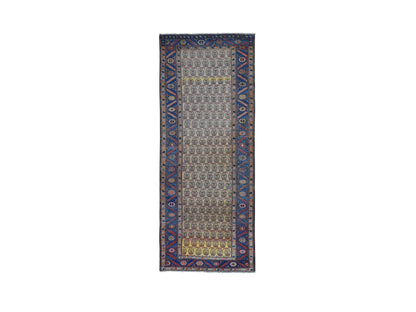 Yellow 4'0" x 10'3" Antique Hand knotted Wool Rug - Sku: O080058