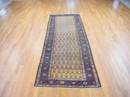 Yellow 4'0" x 10'3" Antique Hand knotted Wool Rug - Sku: O080058