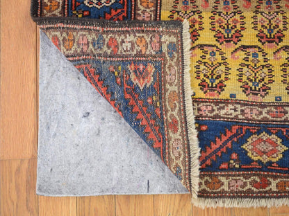 Yellow 4'0" x 10'3" Antique Hand knotted Wool Rug - Sku: O080058