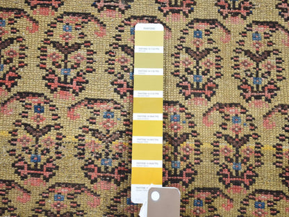 Yellow 4'0" x 10'3" Antique Hand knotted Wool Rug - Sku: O080058