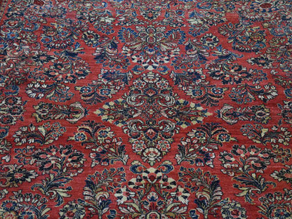 Red 7'10" x 9'10" Antique Hand knotted Wool Rug - Sku: O080064