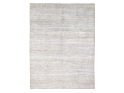 Grey 8'1" x 9'10" Modern / Contemporary Hand knotted Wool/Silk Rug - Sku: O080065
