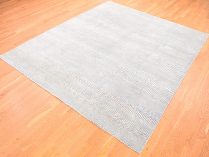 Grey 8'1" x 9'10" Modern / Contemporary Hand knotted Wool/Silk Rug - Sku: O080065