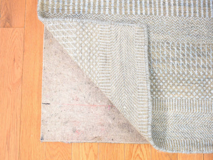 Grey 8'1" x 9'10" Modern / Contemporary Hand knotted Wool/Silk Rug - Sku: O080065