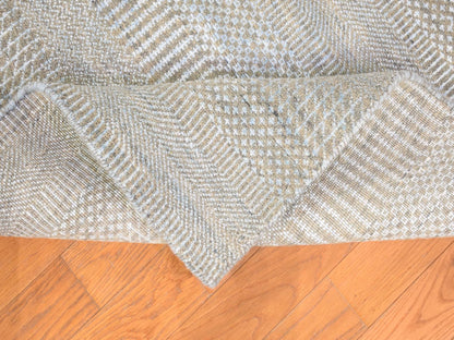 Grey 8'1" x 9'10" Modern / Contemporary Hand knotted Wool/Silk Rug - Sku: O080065