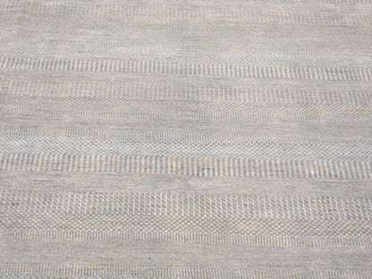 Grey 8'1" x 9'10" Modern / Contemporary Hand knotted Wool/Silk Rug - Sku: O080065