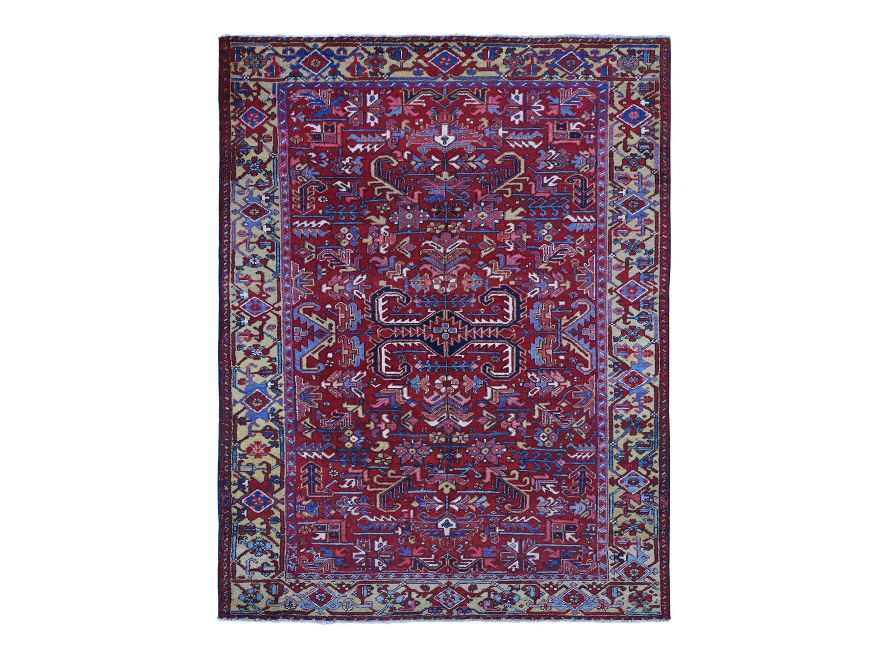 Heriz Heriz hand-knotted wool rug in Red & Gold, 7'4" x 9'9" — SKU O080069