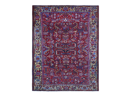Red 7'4" x 9'9" Traditional Hand knotted Wool Rug - Sku: O080069