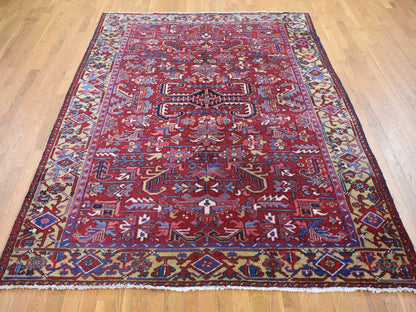 Red 7'4" x 9'9" Traditional Hand knotted Wool Rug - Sku: O080069