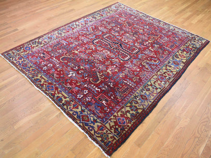 Red 7'4" x 9'9" Traditional Hand knotted Wool Rug - Sku: O080069
