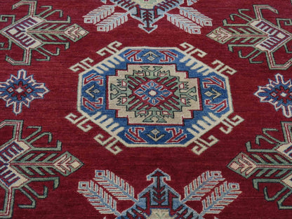 Red 5'3" x 7'1" Tribal Hand knotted Wool Rug - Sku: O080083