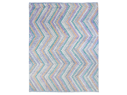 Kilim Tribal & Geometric hand-knotted wool rug in Blue, 10'3" x 13'2" — SKU O080085