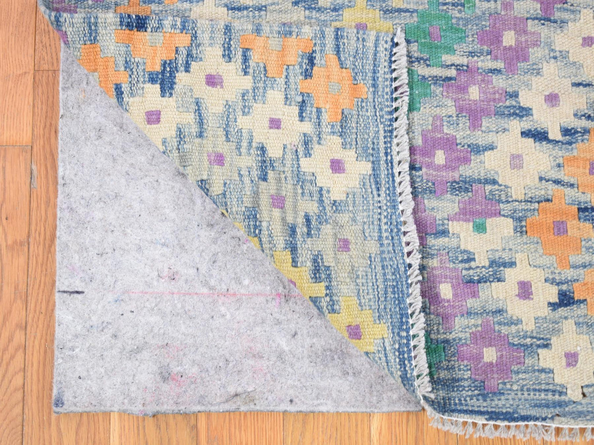 Kilim Tribal & Geometric hand-knotted wool rug in Blue, 10'3" x 13'2" — SKU O080085 (view 4)