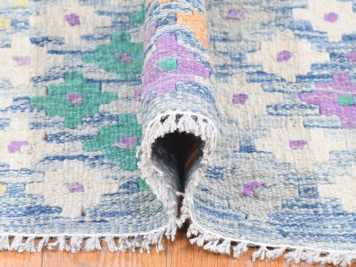 Kilim Tribal & Geometric hand-knotted wool rug in Blue, 10'3" x 13'2" — SKU O080085 (view 5)