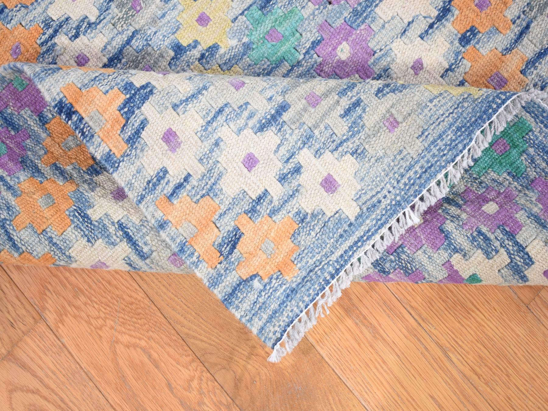 Kilim Tribal & Geometric hand-knotted wool rug in Blue, 10'3" x 13'2" — SKU O080085 (view 6)