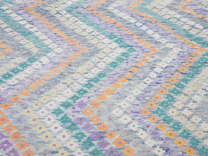 Kilim Tribal & Geometric hand-knotted wool rug in Blue, 10'3" x 13'2" — SKU O080085 (view 8)
