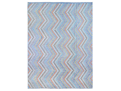 Kilim Tribal & Geometric hand-knotted wool rug in Blue, 10'3" x 13'3" — SKU O080086