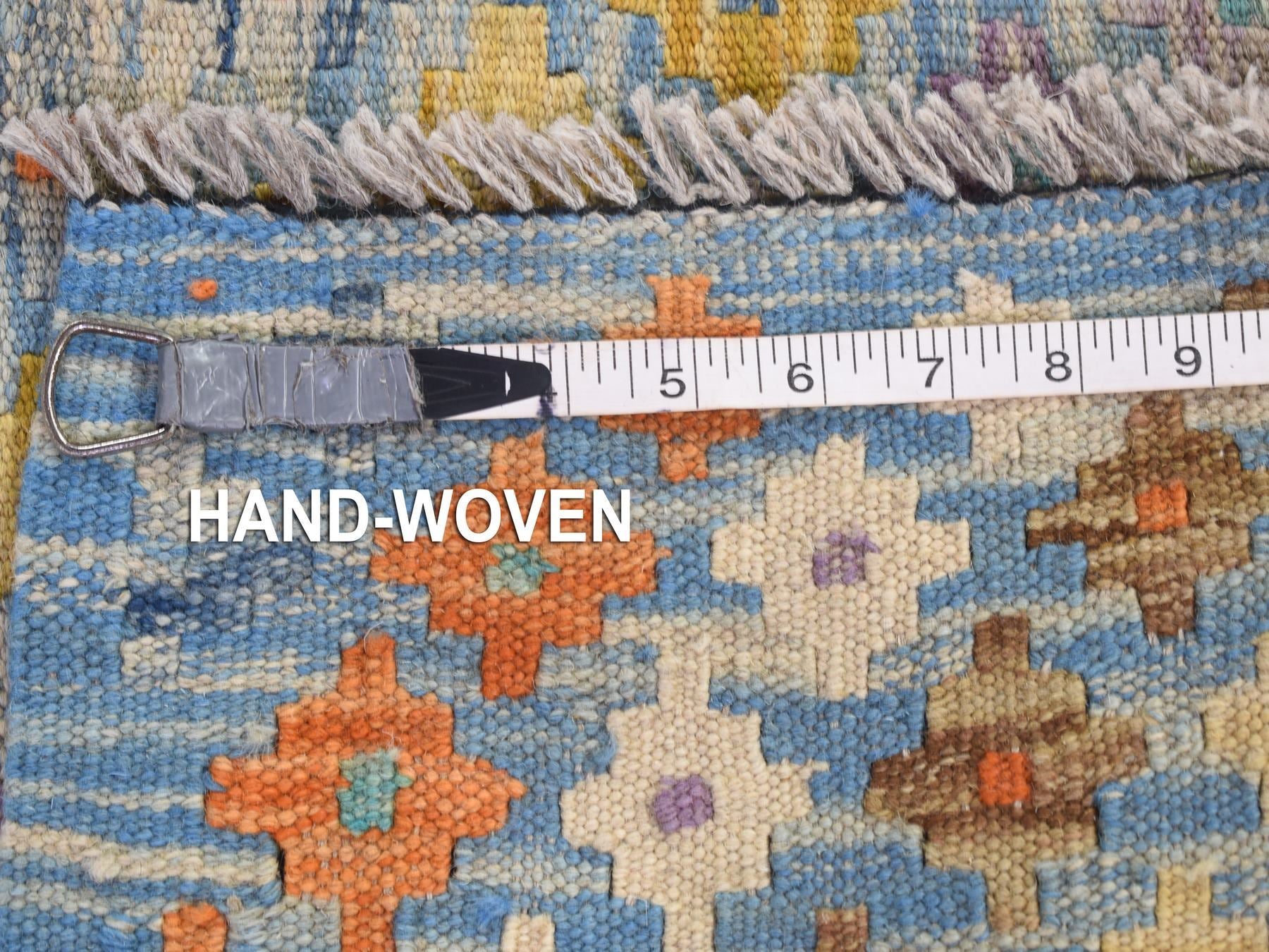 Kilim Tribal & Geometric hand-knotted wool rug in Blue, 10'3" x 13'3" — SKU O080086 (view 6)