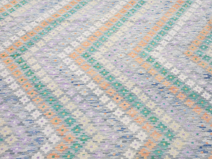 Grey 10'3" x 13'5" Tribal & Geometric Hand knotted Wool Rug - Sku: O080087