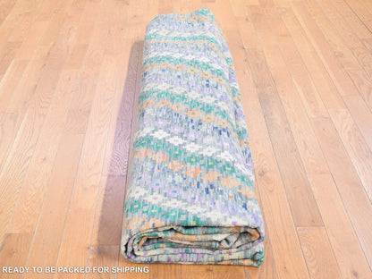 Grey 10'3" x 13'5" Tribal & Geometric Hand knotted Wool Rug - Sku: O080087