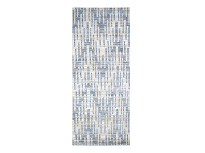 Grey 4'0" x 10'3" Modern / Contemporary Hand knotted Wool/Silk Rug - Sku: O080088