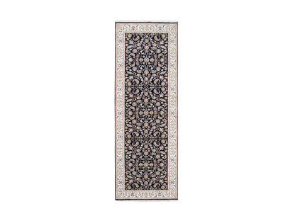 Nain Fine Oriental hand-knotted wool runner in Blue & Ivory, 2'8" x 9'10" — SKU O080089