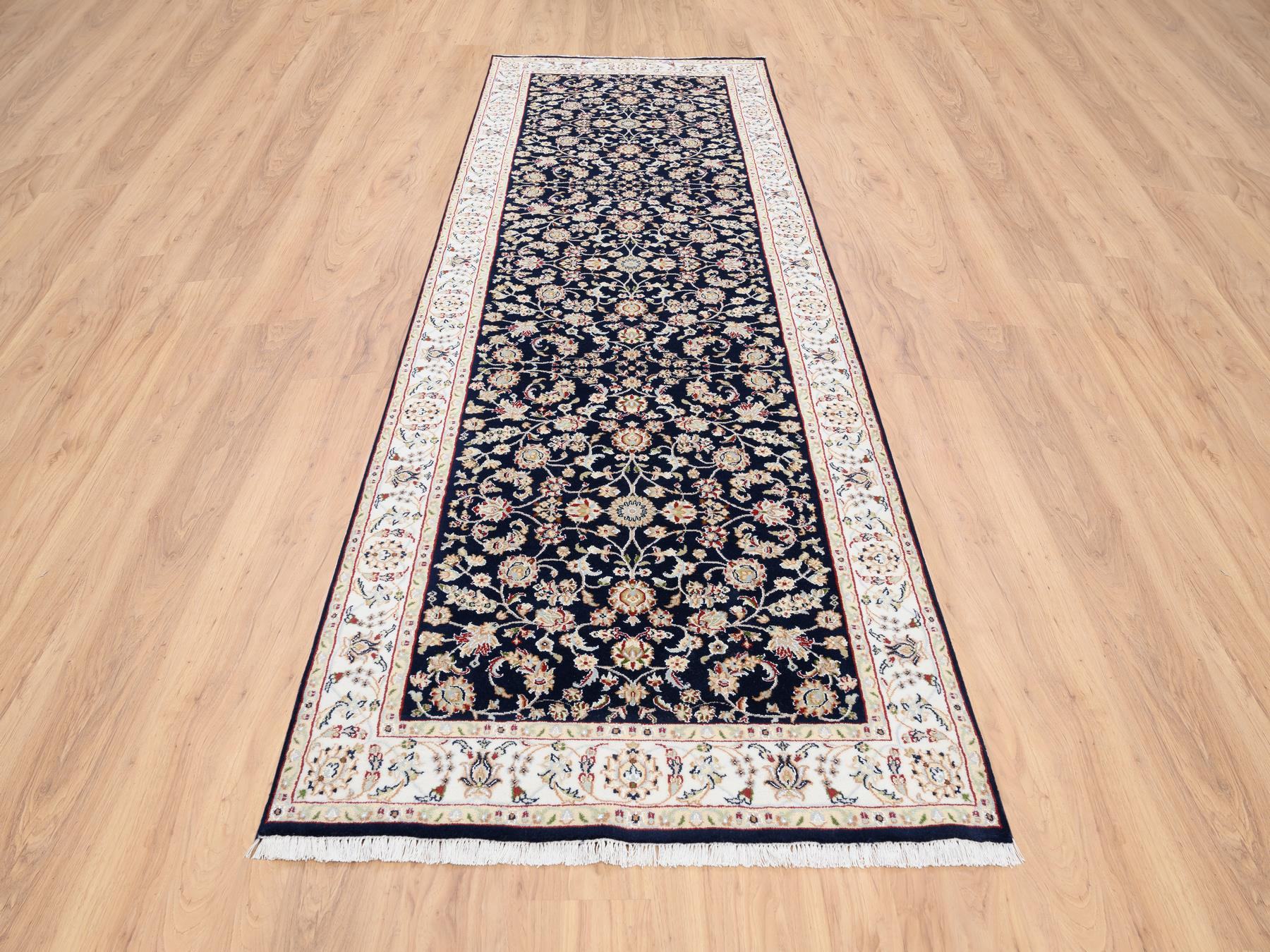 Nain Fine Oriental hand-knotted wool runner in Blue & Ivory, 2'8" x 9'10" — SKU O080089 (view 2)