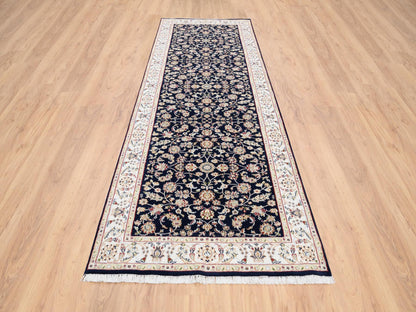 Nain Fine Oriental hand-knotted wool runner in Blue & Ivory, 2'8" x 9'10" — SKU O080089 (view 2)