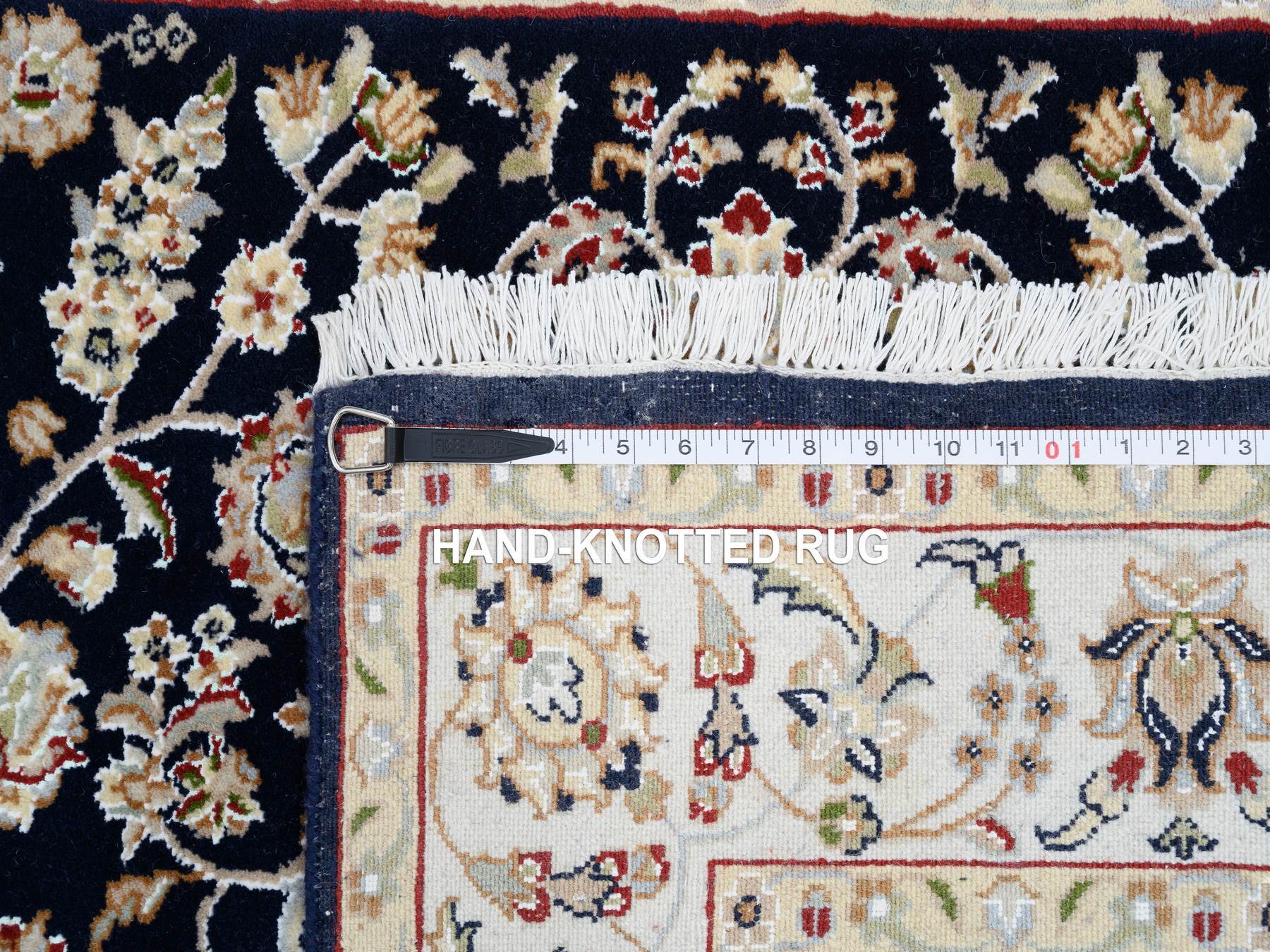 Nain Fine Oriental hand-knotted wool runner in Blue & Ivory, 2'8" x 9'10" — SKU O080089 (view 6)