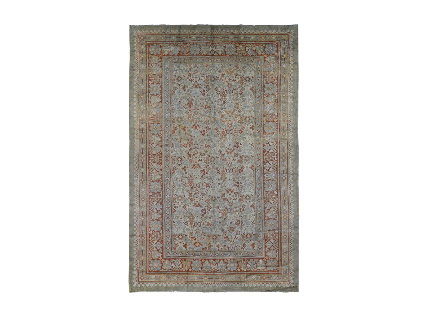 Antique hand-knotted wool rug in Beige, 8'7" x 14'10" — SKU O080099