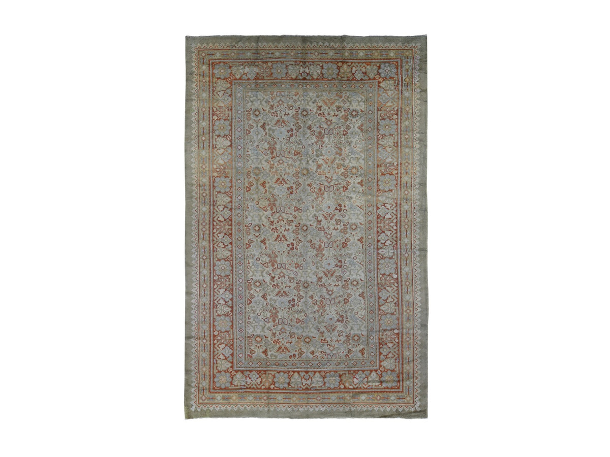 Antique hand-knotted wool rug in Beige, 8'7" x 14'10" — SKU O080099