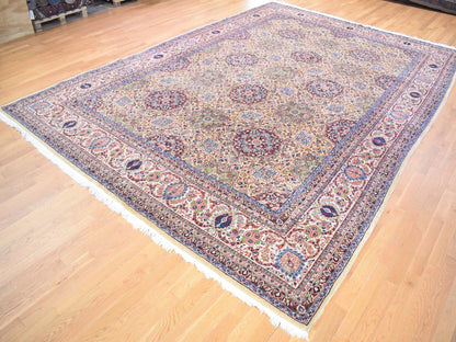 Yellow 11'5" x 15'9" Antique Hand knotted Wool Rug - Sku: O080111
