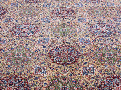 Yellow 11'5" x 15'9" Antique Hand knotted Wool Rug - Sku: O080111