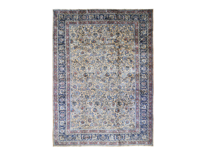 Ivory 11'9" x 16'4" Antique Hand knotted Wool Rug - Sku: O080113