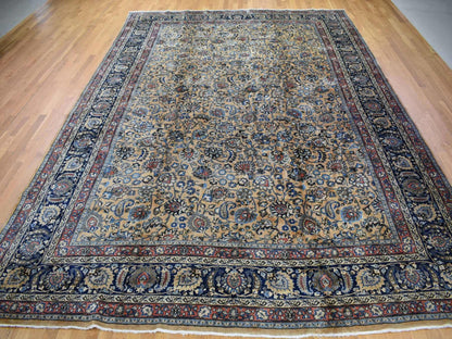 Ivory 11'9" x 16'4" Antique Hand knotted Wool Rug - Sku: O080113