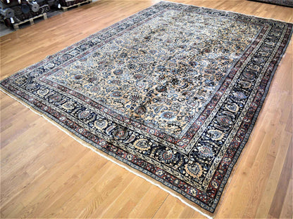 Ivory 11'9" x 16'4" Antique Hand knotted Wool Rug - Sku: O080113